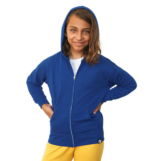 Sweat à capuche léger à fermeture éclair pour enfants QUIKFLIP Hero, bleu roi